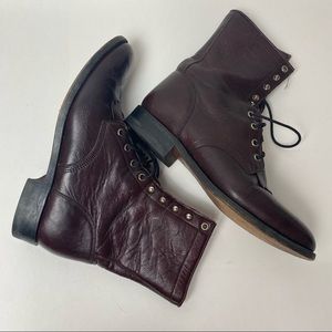 JUSTIN Deep Burgundy Roper Lace Up Boot 8.5 D